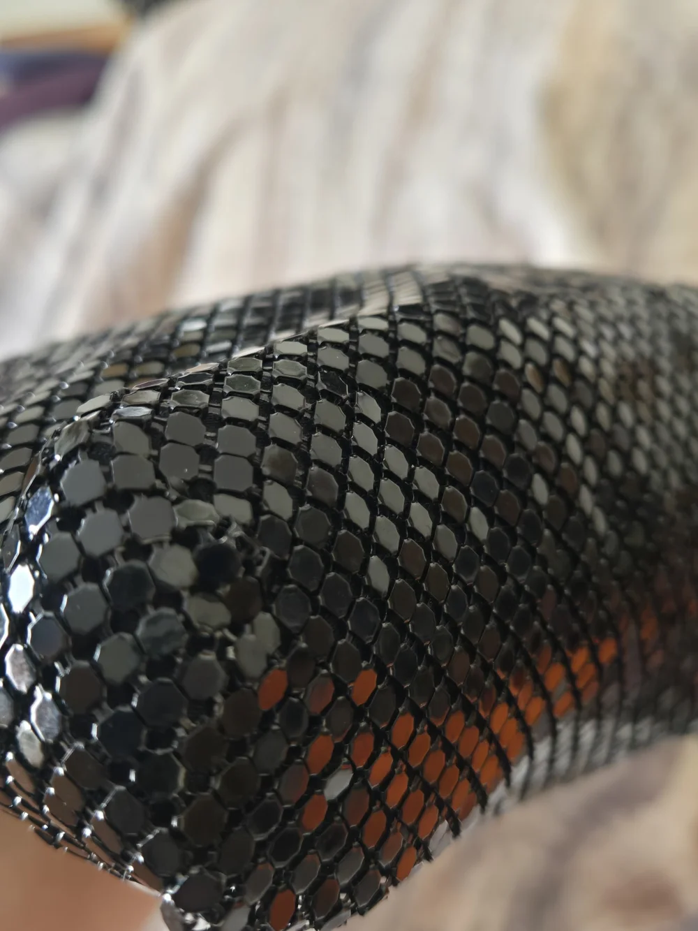 Black Metal Mesh Evening Bag Gold Ring Handle Chainmail Clutch Purse